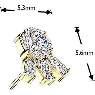 Titanium Top top round zirconia with 3 baguette zirconias Push-In