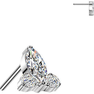 Titanium Top top marquise and 2 round zirconias Push-In