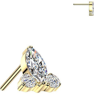 Titanium Top top marquise and 2 round zirconias Push-In