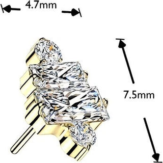 Titanium top 2 baguette and 2 round zirconia cluster Push-In