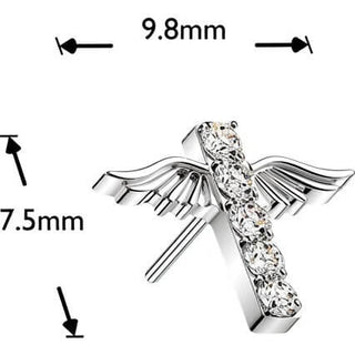 Titanium top angel wings pave zirconia cross Push-In