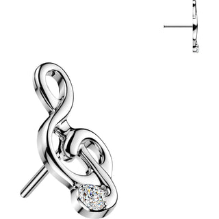 Titanium Top Top Music Note With Zirconia Push-In