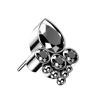 Titanium Top top drop 4 zirconias beaded balls Push-In