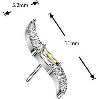 Titanium top wave with baguette zirconia center and round set zirconia Push-In