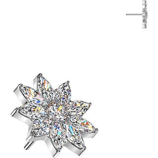 Titanium top flower with zirconia petals Push-In