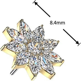 Titanium top flower with zirconia petals Push-In
