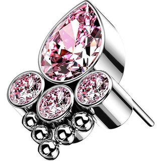 Titanium Top top drop 4 zirconias beaded balls Push-In