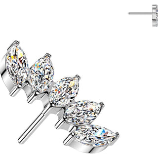 Titanium Top Top 5 Petite Marquise Zirconia Fan Push-In