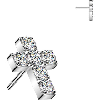 Titanium Top Top Pavé Zirconia Cross Push-In