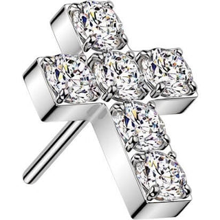 Titanium Top Top Pavé Zirconia Cross Push-In