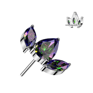 Titanium Top Top Marquise Cut 3 Zirconia Push-In
