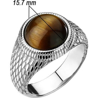 Finger Ring tiger eye stone on lizard skin