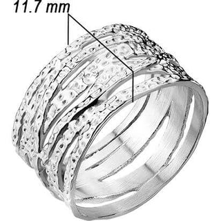 Finger Ring wide criss cross hammered ring