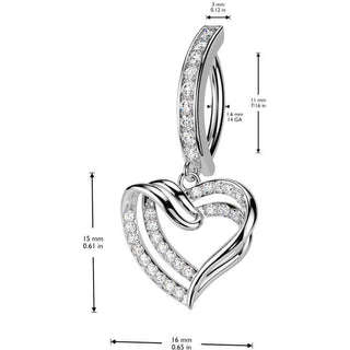 Piercing ombligo corazón circonita colgante Segment