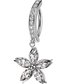 Belly Button Piercing flower dangle zirconia Clicker