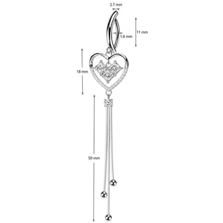 Belly Button Piercing heart dangle zirconia Clicker