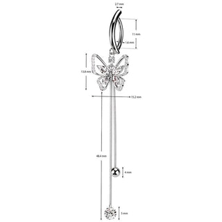 Belly Button Piercing butterfly dangle zirconia Clicker