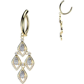 Belly Button Piercing teardrop cubic zirconia shield dangle Clicker