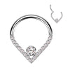 Titanium Ring Chevron Zirconia Opal Silver Clicker