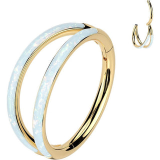 Titanium Ring Double Row Opal Clicker
