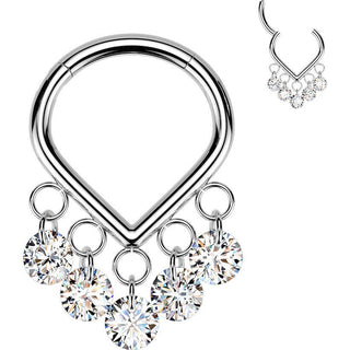 Titanium Ring chevron zirconia dangle Segment