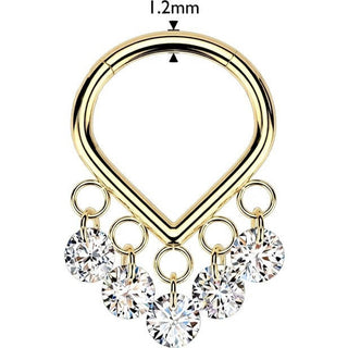 Titanium Ring chevron zirconia dangle Segment