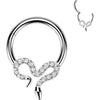 Titanium Ring pave cubic zirconia slithering snake Clicker