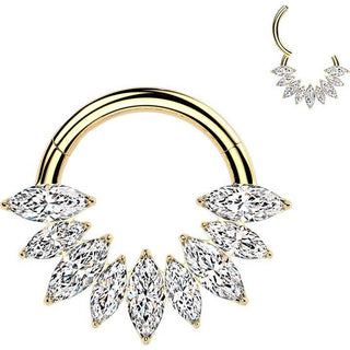 Titanium Ring zirconia marquise cut Clicker