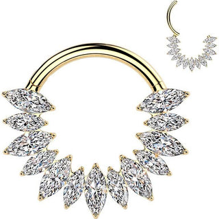 Titanium Ring zirconia marquise cut Clicker