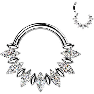 Titanium Ring zirconia marquise cut Clicker