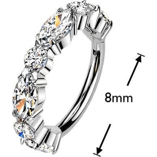 Titanium Ring zirconia round marquise cut Segment
