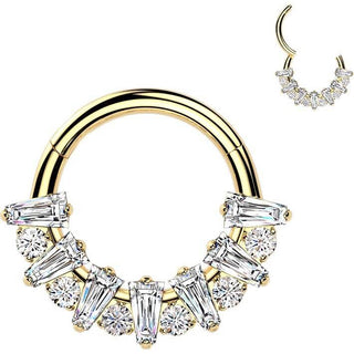 Titanium Ring zirconia rectangular round Clicker