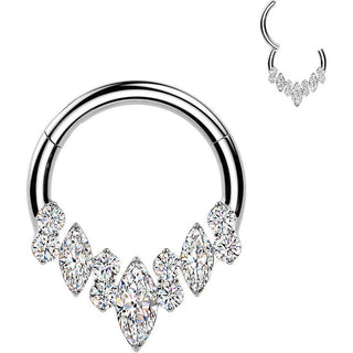 Titanium Ring zirconia round marquise cut Clicker