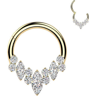 Titanium Ring zirconia round marquise cut Clicker
