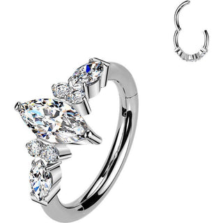 Titanium Ring zirconia marquise cut Clicker