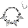 Titanium Ring zirconia marquise cut balls Clicker