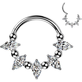 Titanium Ring zirconia marquise cut balls Clicker