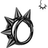 Titanium Ring triple hoop centered spikes Clicker