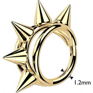 Titanium Ring triple hoop centered spikes Clicker