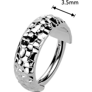 Titanium Ring wide hammered pattern Clicker