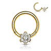 Titanium Ring Flower Zirconia Clicker