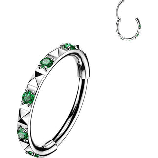 Titanium Ring pyramid cuts with cubic zirconia Clicker
