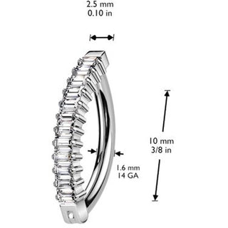 Titanio Piercing ombligo circonitas talla baguette