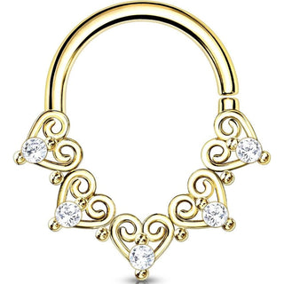 Ring Heart dangle Zirconia Silver Bendable