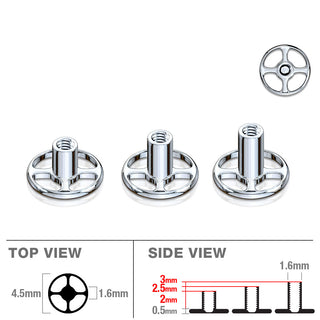 Titanium Dermal Anchor dermal anchor round base 4 holes with 3 different post rises