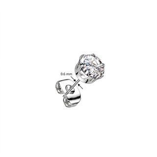 Stud Earring 316L Earring Multi Faceted Round Grid Gem 1 Pair
