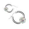 Earring 316L Hoop Earrings Colored Crystal Ball 1 Pair