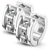 Earring 316L Hinge Action Hoop Earrings 3 CNC Set Clear Cubic Zirconia 1 Pair Clicker