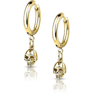Earring 316L Hoop Earrings Skull Dangle 1 Pair Clicker