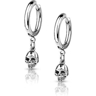Earring 316L Hoop Earrings Skull Dangle 1 Pair Clicker